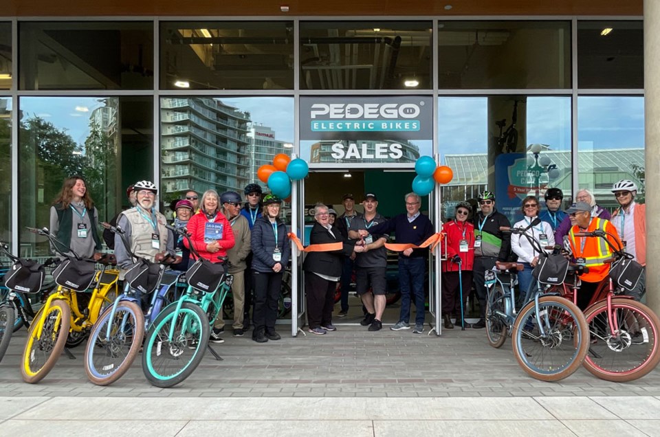 Pedego Electric Bikes, on the corner of Douglas Street and Belleville Street in downtown Victoria, adjacent to the Royal BC Museum and Old Spaghetti Factory.